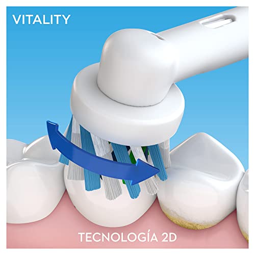 Oral-B Vitality 100 Cepillo de Dientes Eléctrico con Mango Recargable, Tecnología Braun y 1 Cabezal de Recambio - Negro, 1 Stück (1er Pack)